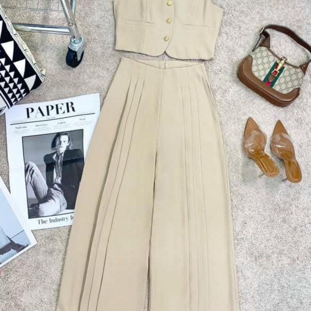 & Other Stories Beige Vest and Pants Set - Picture 10 of 11